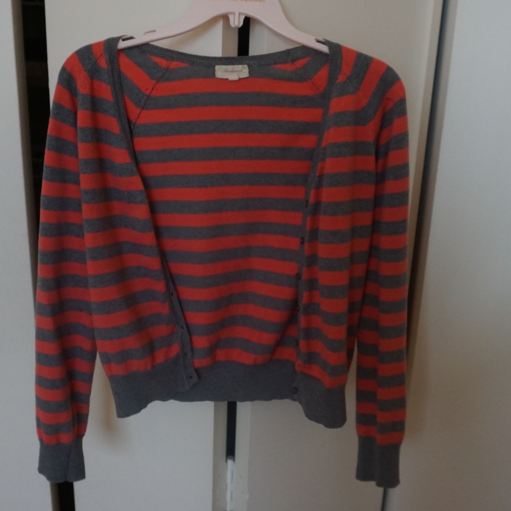 Pink & gray Forever 21 striped cardigan // Size S